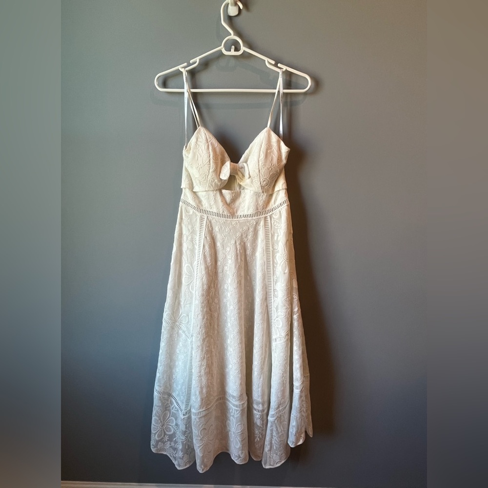 White, midi length dress. size 4